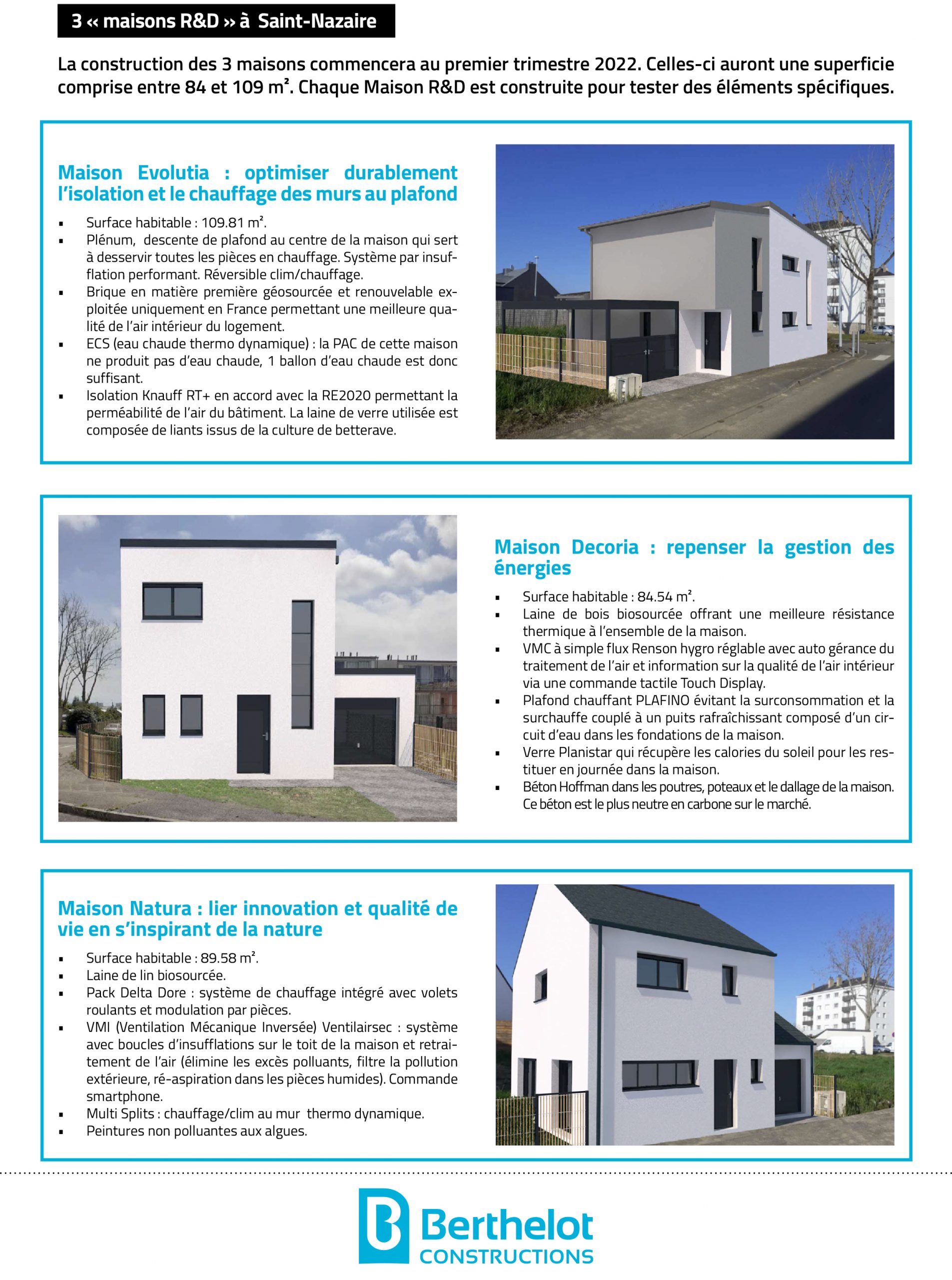Berthelot Constructions annonce la construction de 3 maisons R&#038;D à Saint-Nazaire