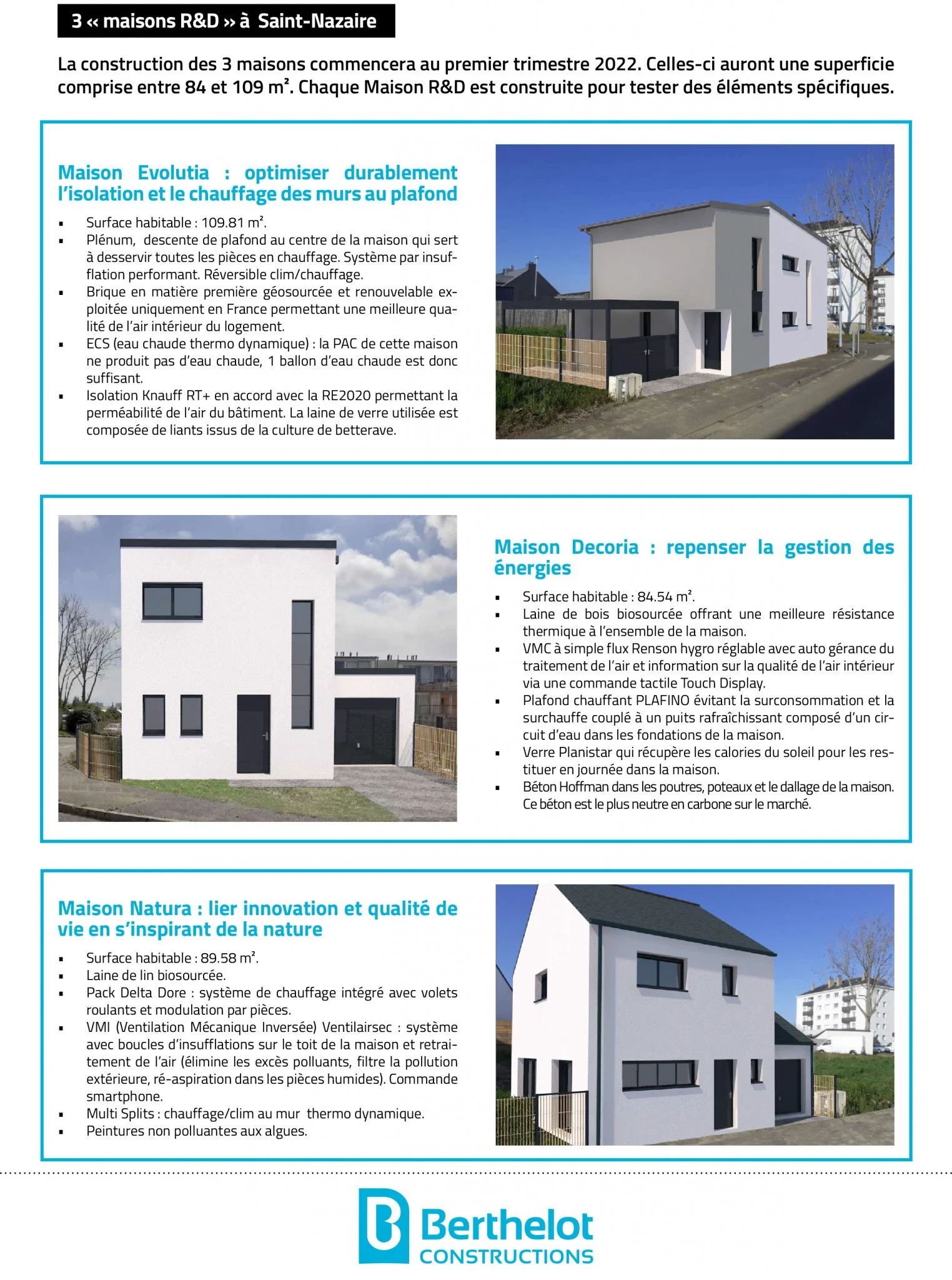 Berthelot Constructions annonce la construction de 3 maisons R#038;D à Saint-Nazaire